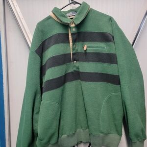 Polo by Ralph Lauren Green and Black Striped Zip-Up Sweater